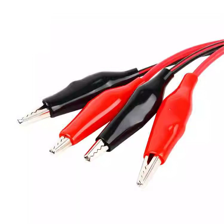 Double-ended crocodile clip line, test line/wired crocodile clip, 2 lines, 4 clips, total length with clips 1 meter