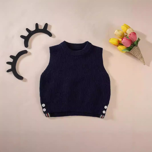 Children's clothing boy spring and autumn sweater baby 2024 autumn new single piece knitting sweater girl baby solid color sweater