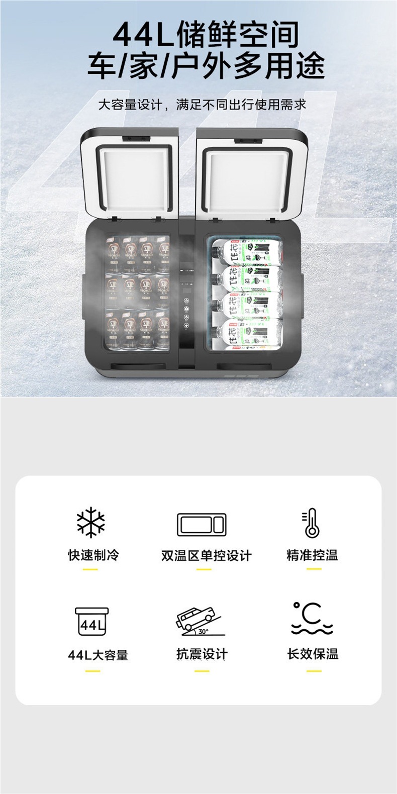 Midea Car Refrigerator 2026 New Model 12v24v Universal Refrigerator for Large Trucks, Specialized for Car and Home Use