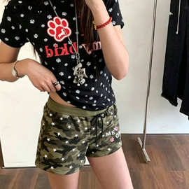 韩系Y2K千禧风迷彩星星短裤女夏季甜辣妹修身显瘦高腰百搭热裤子