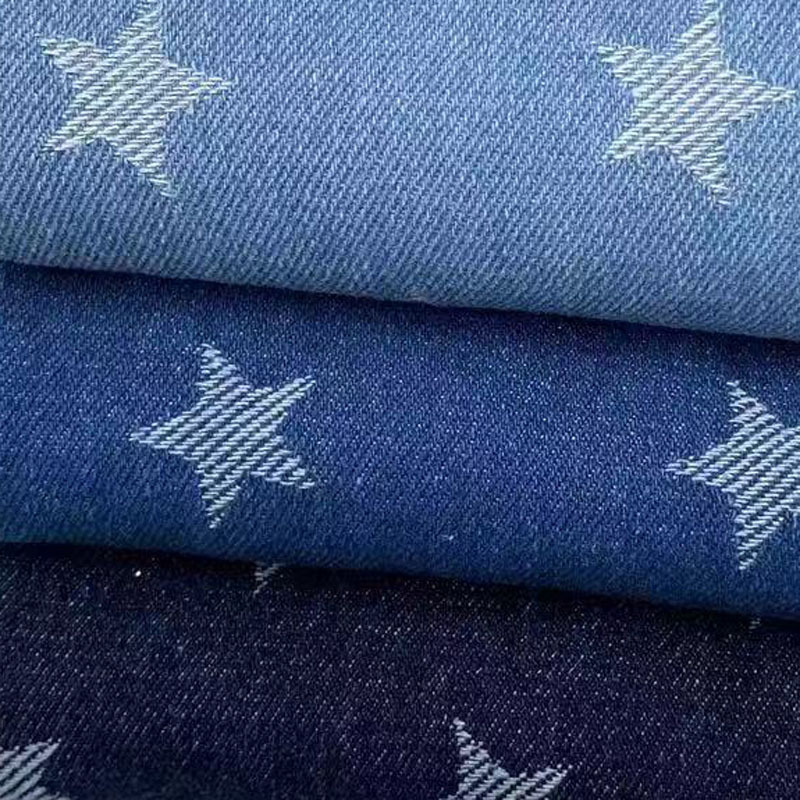 10*10 Five-Pointed Star Washed Jacquard Denim Fabric for Clothing, Men's and Women's Jackets, Children's Clothing, Pants, Hats, Bags, DIY Fabric 10*10 Five-Pointed Star Washed Jacquard Denim Fabric for Clothing, Men's and Women's Jackets, Children's Clothing, Pants, Hats, Bags, DIY Fabric
