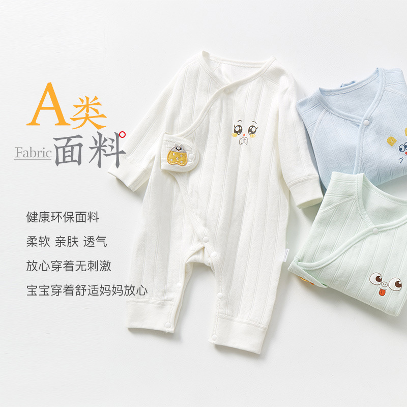 Ropa de bebé recién nacido para primavera y otoño, capa base de algodón puro, pelele de 0 a 3 meses, ropa estilo monje para recién nacidos, conjunto de una pieza para bebés.