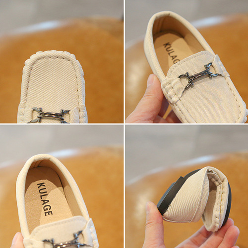 English-style children's small leather shoe covers, soft soles,  autumn new boy shoes, retro boys' casual puffer shoes, trendy