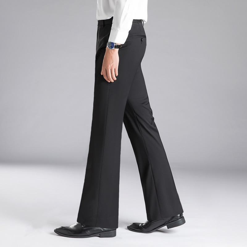 High-grade Sense Micro-flared Pants Men's Summer Thin Loose Straight Wide-leg Casual Pants Staggable Fashionable Non-ironing Pants