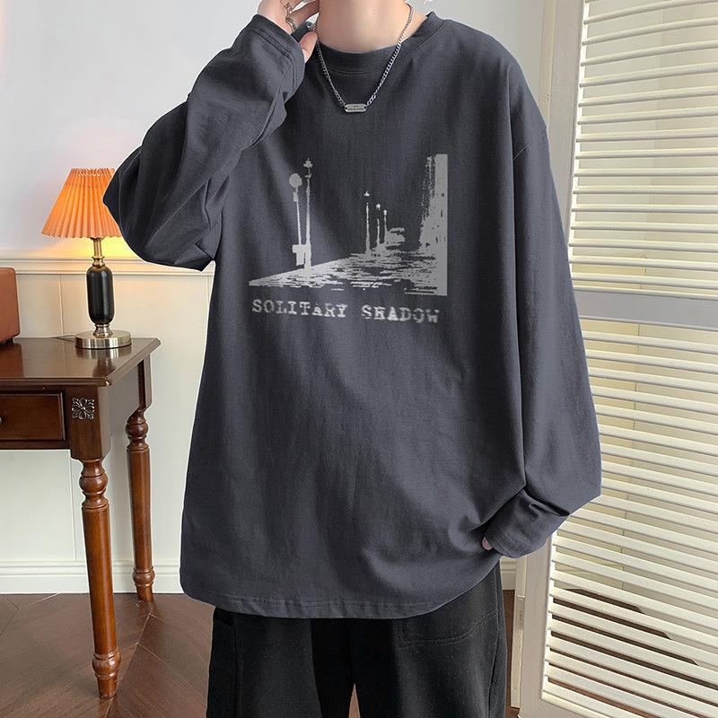 Camiseta de manga larga los hombres sueltos primavera y otoño nuevo impreso hiphop Harajuku estilo nacional moda interior camisa casual ropa superior