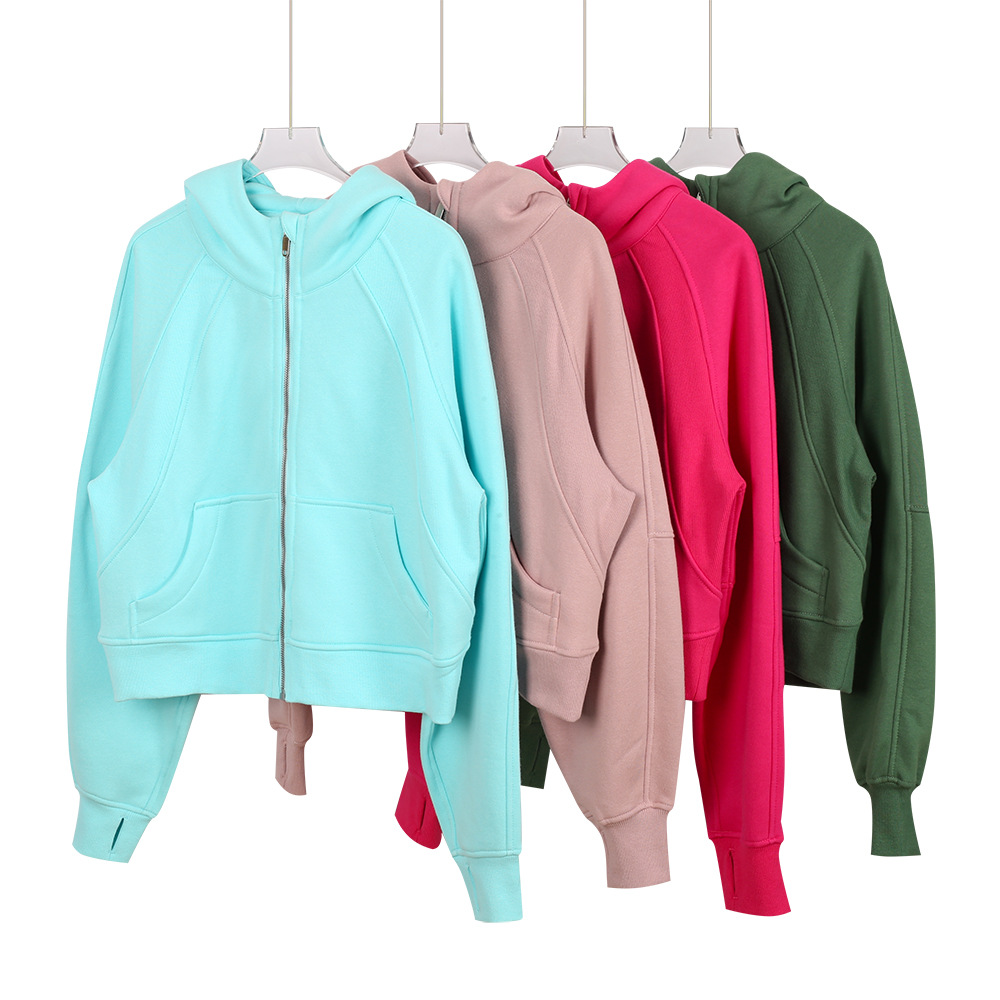 Women's Oversized Scuba Hoodie Fleece Lined Zip up Jacket Kangaroo Pocket Yoga Lounge Casual Wear_ecoleips.com