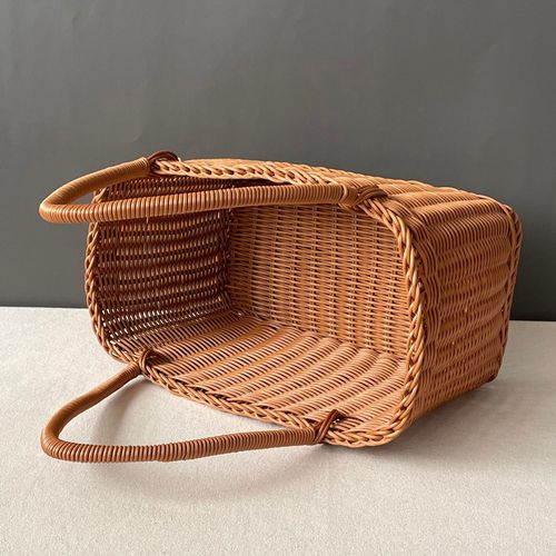Imitation rattan woven shopping basket for household grocery shopping and sundries storage basket pet fruit gift picnic basket wholesale