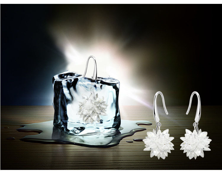 925 pendientes de plata esterlina al por mayor de flores de hielo de moda para mujeres joyas de plata de lujo ligero coreano joyas de plata