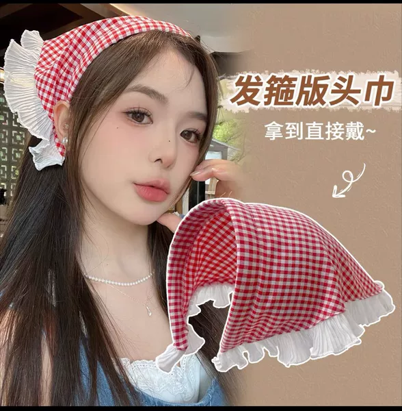 G-5 red plaid headband