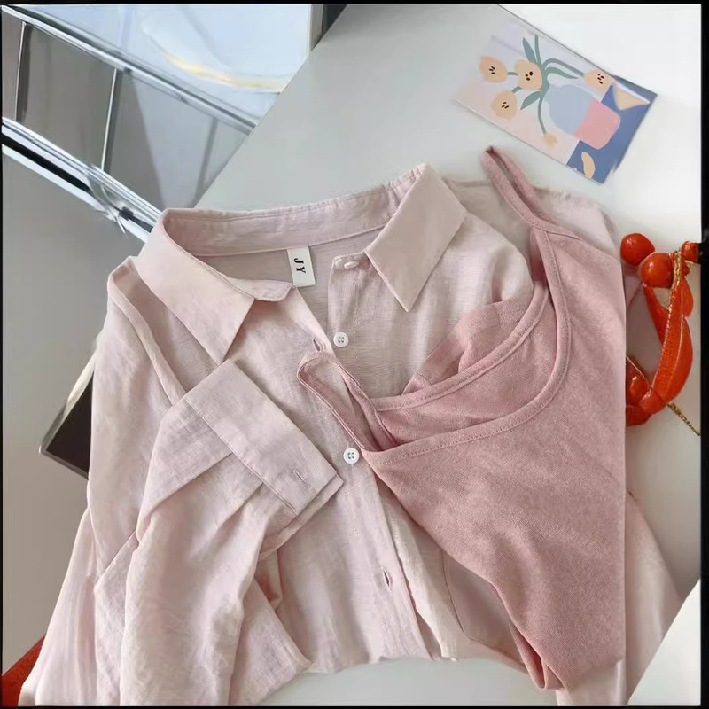 Manifei Is Looking Forward to Summer~ French-Style Cotton and Linen Sun-Protection Shirt for Women, Thin Cotton and Linen Shirt-Like Anti-Wrinkle Long-Sleeve Two-Piece Set Manifei Is Looking Forward to Summer~ French-Style Cotton and Linen Sun-Protection Shirt for Women, Thin Cotton and Linen Shirt-Like Anti-Wrinkle Long-Sleeve Two-Piece Set