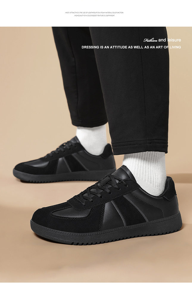 Giày sneaker da lì phối lưới form rộng mũi tròn, đế cao 3–5 cm, dây buộc, unisex — Trắng đen, Xám trắng, đen chi tiết 29