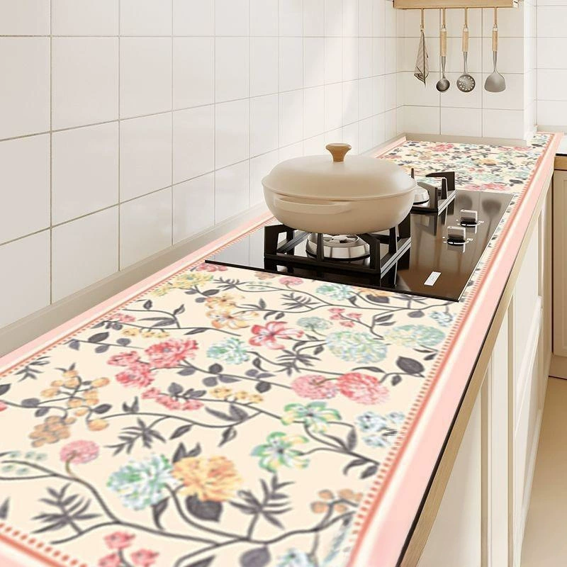 Защитный коврик для столешницы кухонной плиты впитывает воду и масло, предотвращает пятна, бытовой грязеотталкивающий и устойчивый к царапинам коврик, простой настольный коврик с принтом.