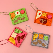 怀旧3d打印迷你餐盘五谷丰登餐盒钥匙链食玩摆件玩具