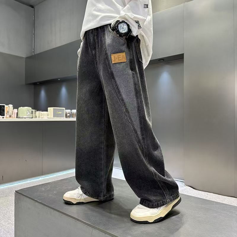 Pantalones vaqueros de pierna ancha para niños, estilo recto holgado, ideales para primavera y otoño. Ropa de moda para niños pequeños de 3 a 7 años._voghion.com