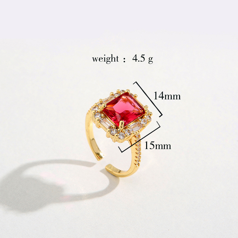 Fashion Square Copper Inlaid Zircon Rings