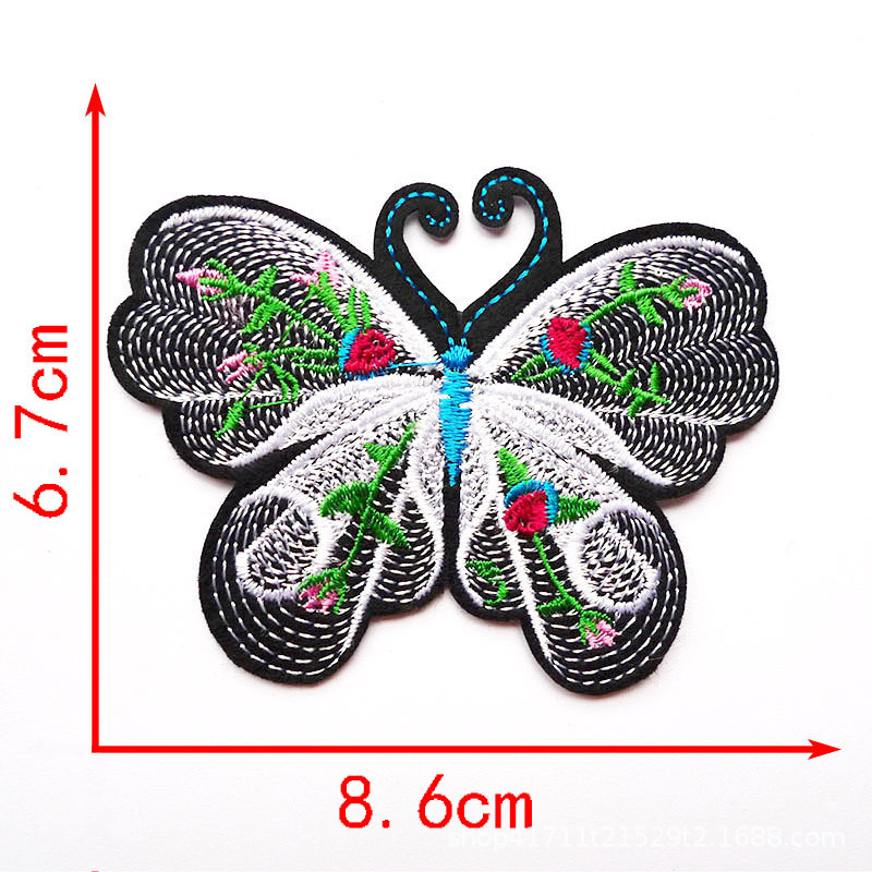 Chaqueta bordada de mariposa, accesorios decorativos, parche adhesivo, falda, decoración, sello de sombrero, suministro directo de fábrica