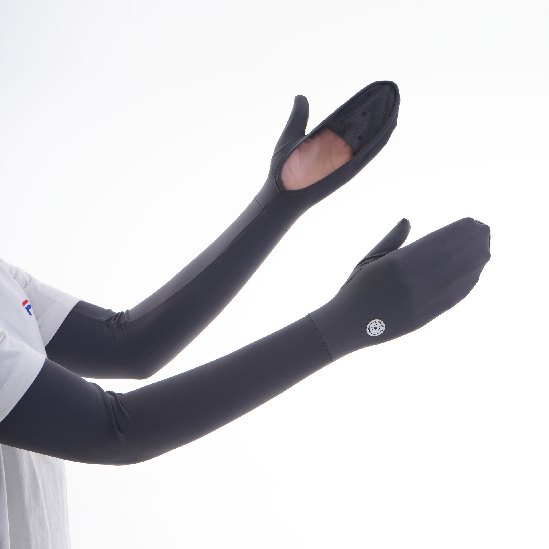 Protector solar mangas de hielo largas para mujer, seda de hielo de verano, protección UV, protección solar, protección solar, conducción, protector de manos, mangas de palma expuestas