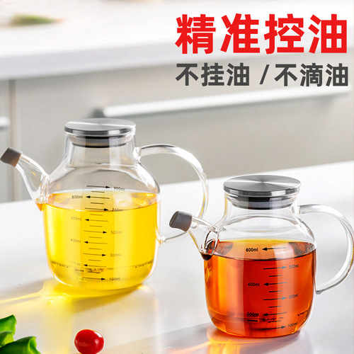 Tianxi high borosilicate glass large capacity kitchen supplies oil bottle household non-stick oil with scale seasoning oil bottle