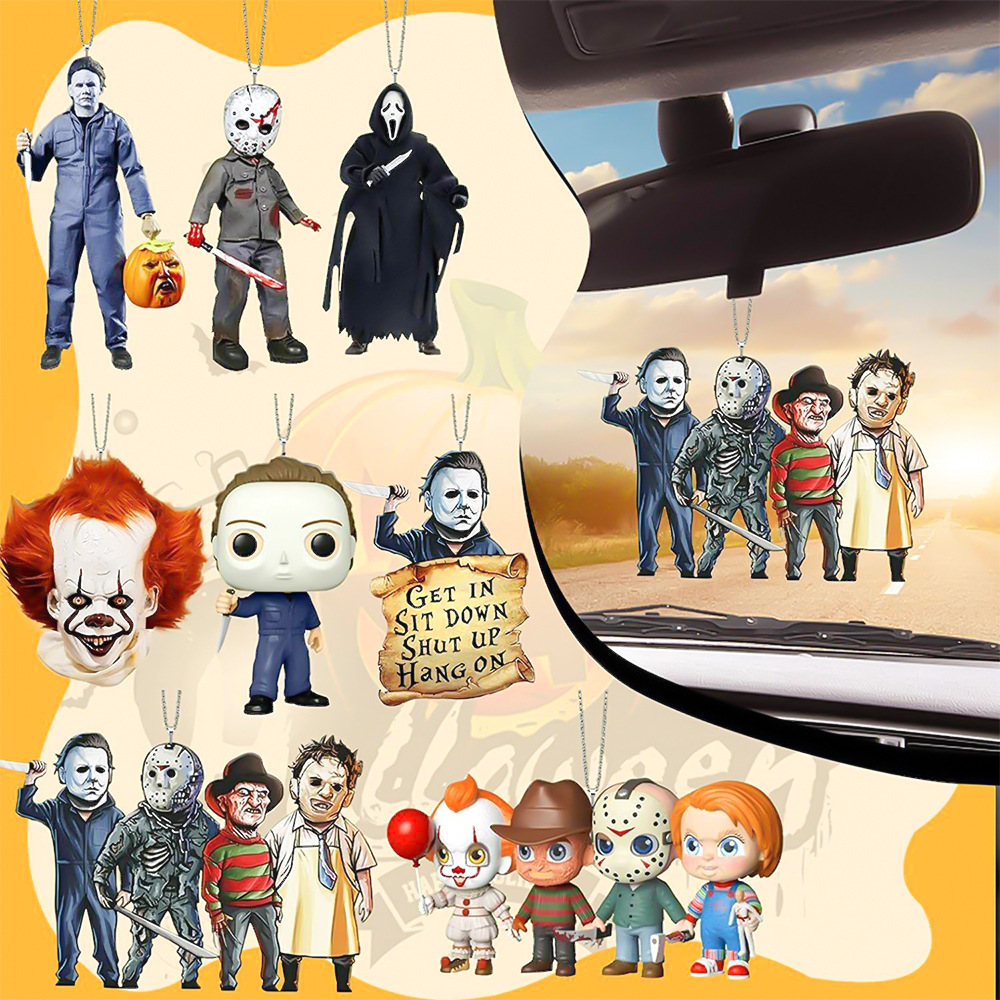 할로윈 축제 개인화 된 창조적 인 공포 영화 그놈 좀비 드워프 자동차 백미러 장식 펜던트
