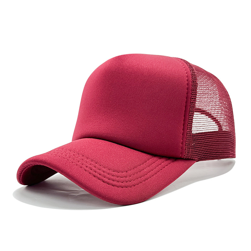 Gorra de malla de color sólido para exteriores transfronteriza, gorra con visera de protección solar, logo bordado, placa ligera transpirable, gorra de béisbol de malla al por mayor