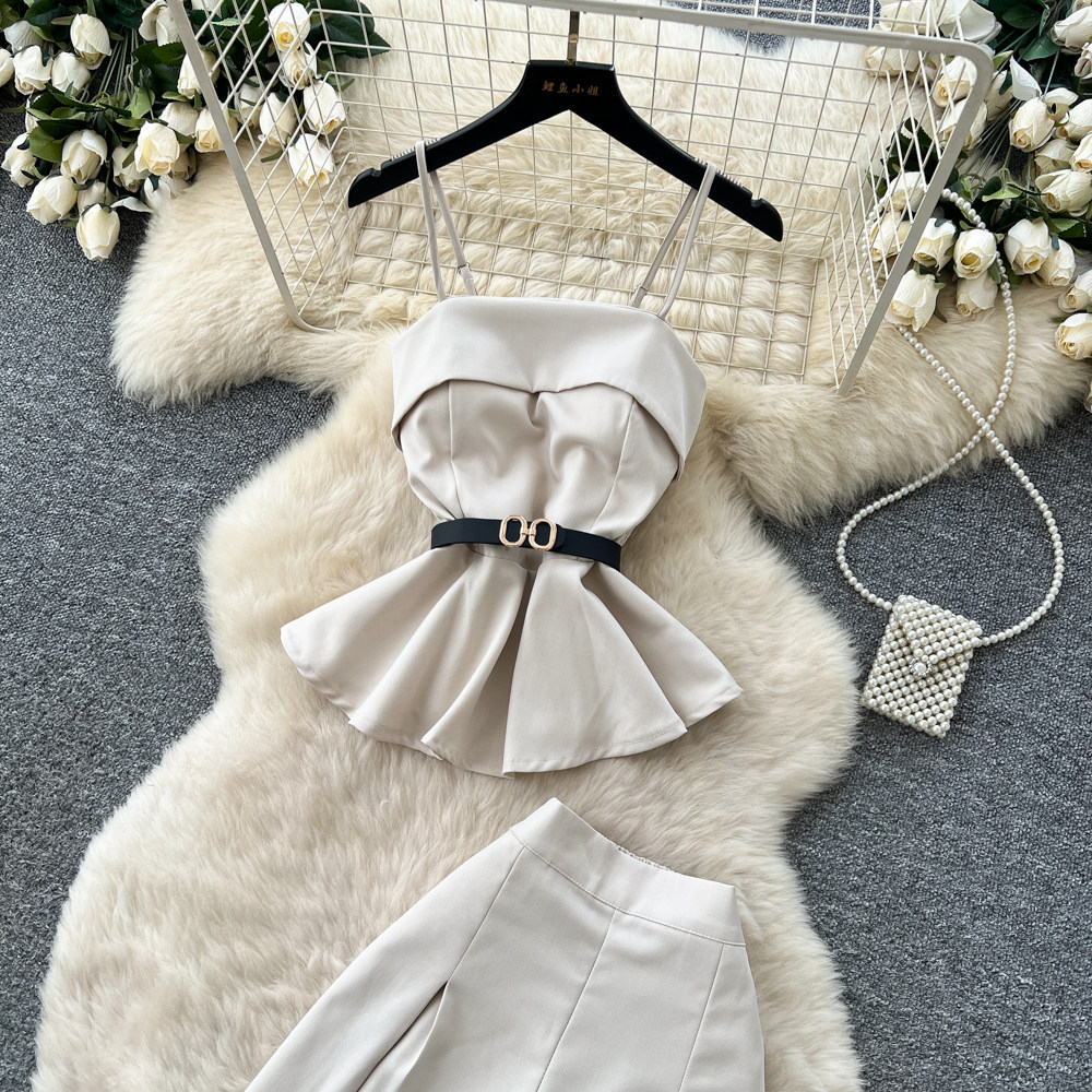 Minimalist Women's Summer Commuter Suit High Waisted Two Piece Set_voghion.com
