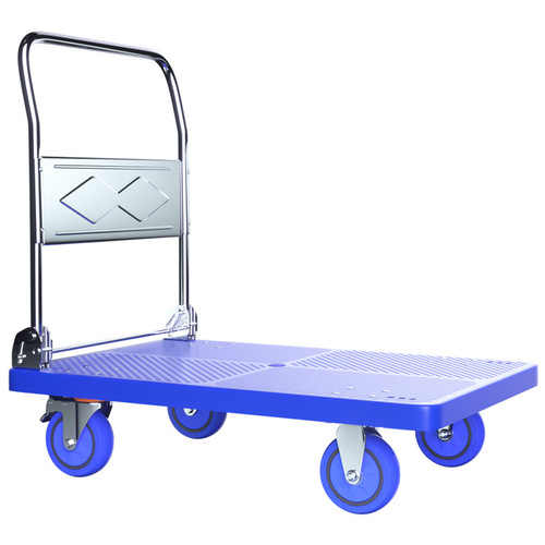 Small trolley for pulling goods, folding thickened steel plate hand trolley, portable transport flatbed trailer, home delivery trolley