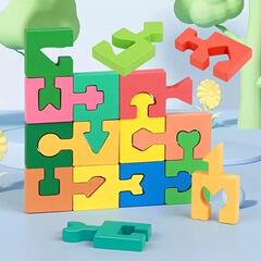 モンテッソーリ幾何学的形状マッチングビルディングブロック手と目の動きの調整論理的思考トレーニング子供の教育早期教育おもちゃ