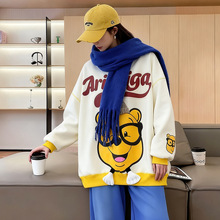 韩版卡通可爱印花女装圆领卫衣宽松新款百搭2025年秋冬慵懒风外套