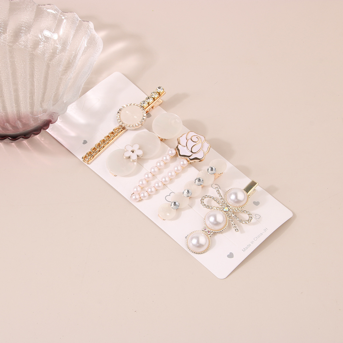 Guanyang nuovo carino set di forcine per capelli con perle e strass, clip laterale per ragazze, accessori per capelli con una sola parola, all'ingrosso_voghion.com