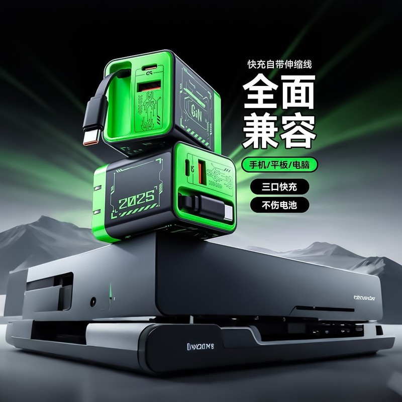 67 ワット窒化ガリウム急速充電ヘッドには、格納式ケーブルデュアルポート充電ヘッド PD が付属しており、Apple および Android 携帯電話の充電器に適しています|undefined