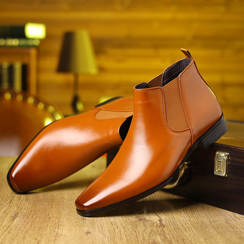 Large size spring/autumn style European and American small square-toe formal Chelsea boots high-top leather boots