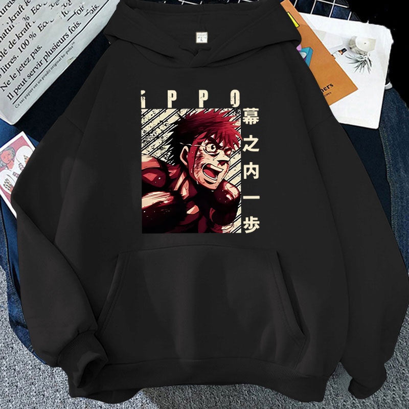 New Anime Retro Ippo Makunouchi Print Hoodies Women Causal