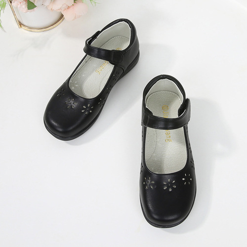 Girls' Leather Shoes  Autumn New Children's Single Shoes Soft Sole Princess Shoes British Style Black Student Performance Shoes