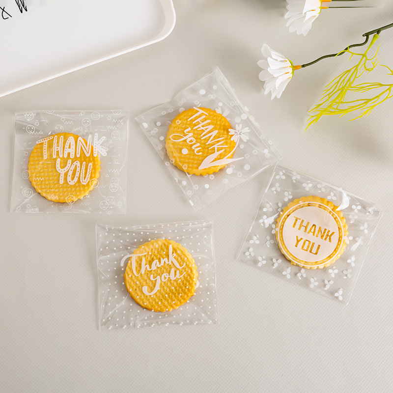 Summer New Arrival Thank You Baking Packaging Candy Cookies Packaging Bag Transparent Four Styles Mixed Shipping 100 Pieces