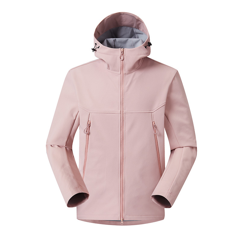 2025 Autumn and Winter Outdoor Soft Shell Men's and Women's Jackets Wear-Resistant Windproof Sports Hiking Mountaineering Hooded Windbreaker Jacket