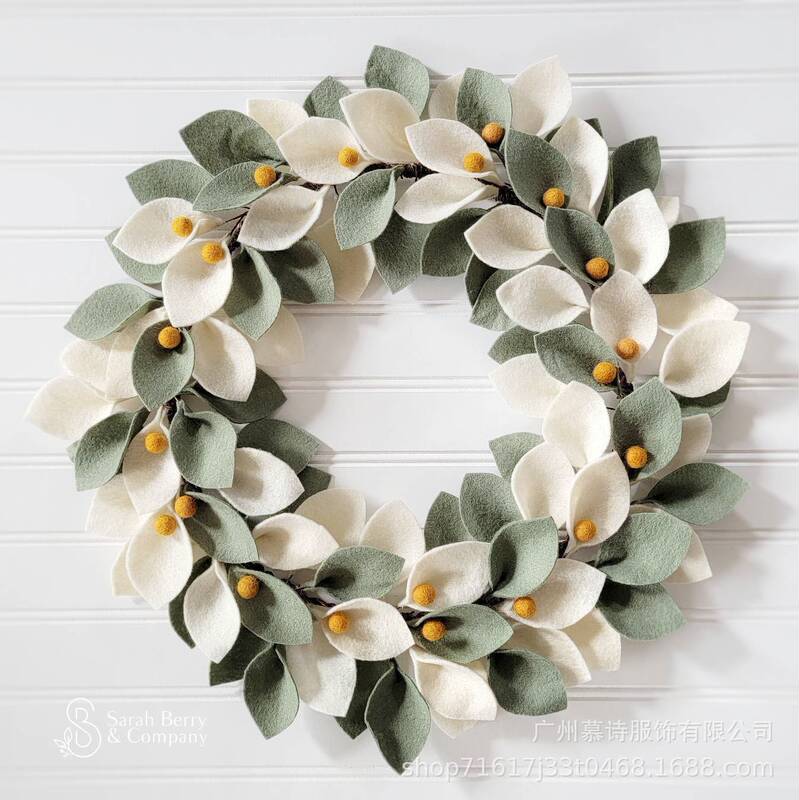 爆款秋季毛毡叶花环装饰跨境亚马逊感恩节全年日常Fall Wreath|undefined
