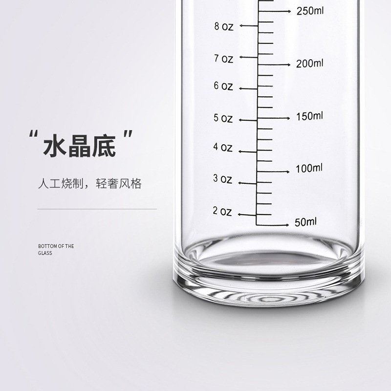 シンプルなグラス家庭用ガラス計量カップ耐高温カラーダイヤル大量卸売り耐冷耐熱朝食カップ|undefined