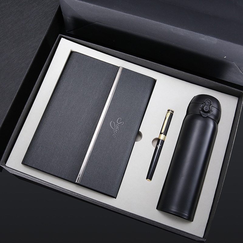 商务礼品套装创意保温杯 金属笔 记事本三件套装 笔记本杯子套装