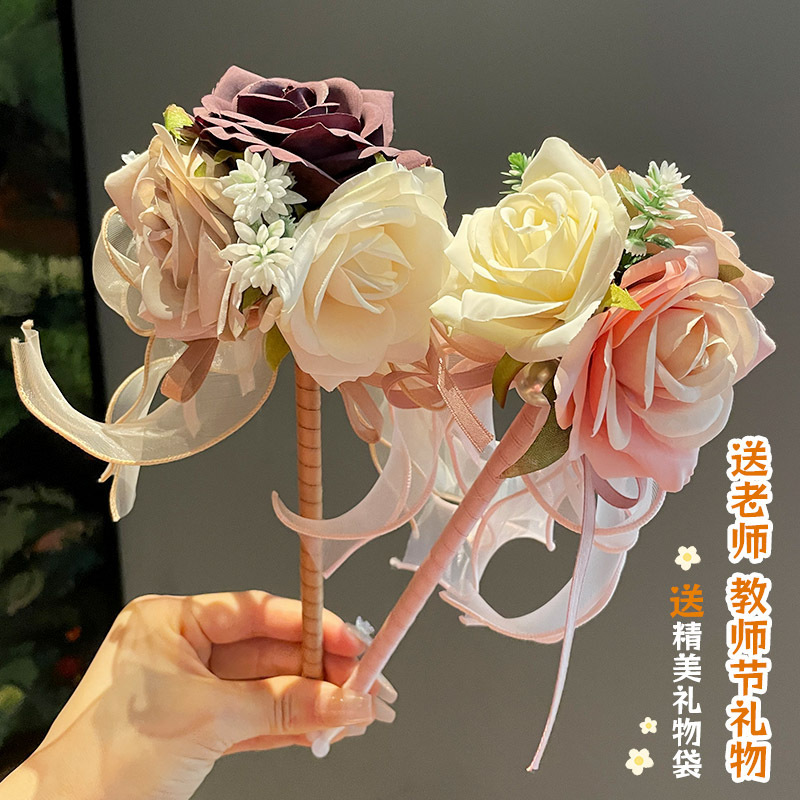 教师节送女老师实用礼物圆珠笔高档花束礼物高颜值玫瑰花签字笔|undefined