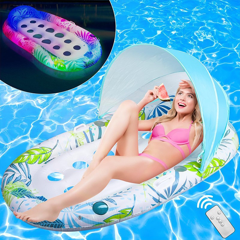 Inflatable glowing swimming ring for adults