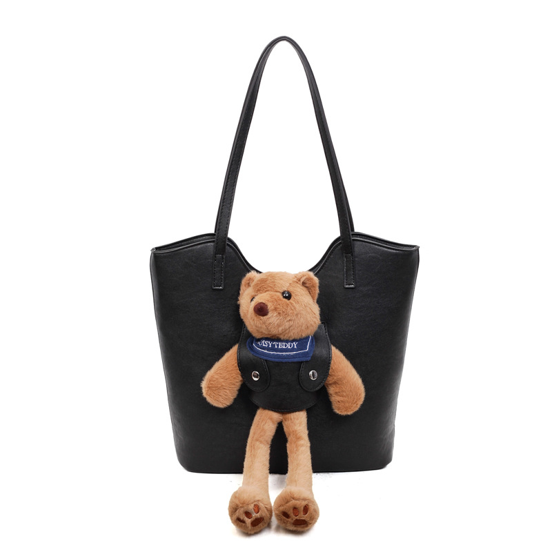 Caricatura lindo oso de peluche muñeca tote bolso de mano bolso de mujer 2025 nueva gran capacidad bolso de cubo de hombro