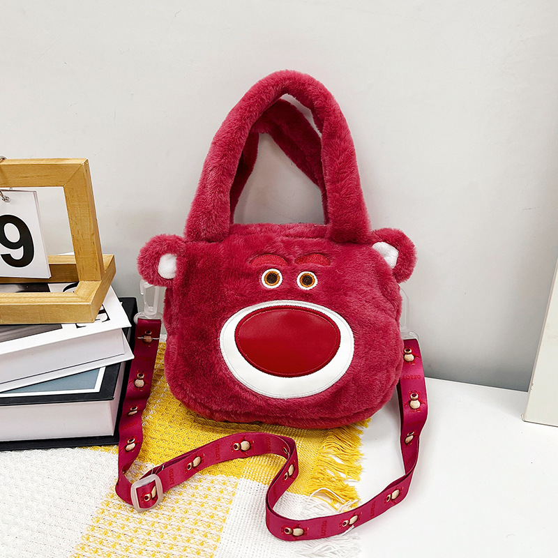Bolso pequeño lindo para las mujeres 2023 nuevo simple peludo bolso de hombro de dibujos animados estilo coreano chica bolsa de salida portátil