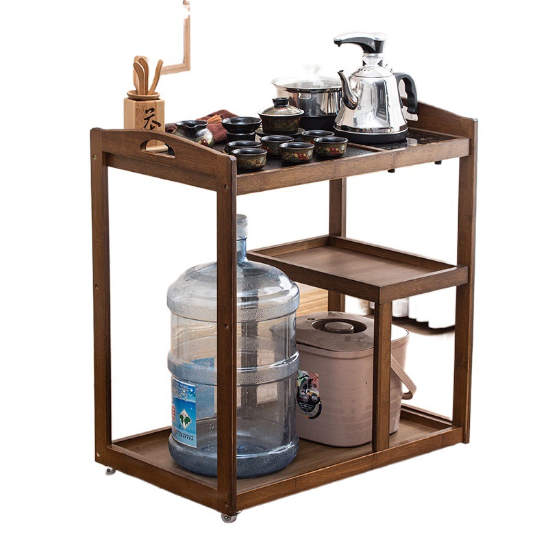 Carcasa de té móvil, mesa de té, sala de estar para el hogar, gabinete de té, juego de bandeja de té integrado de agua multifuncional, juego de té simple