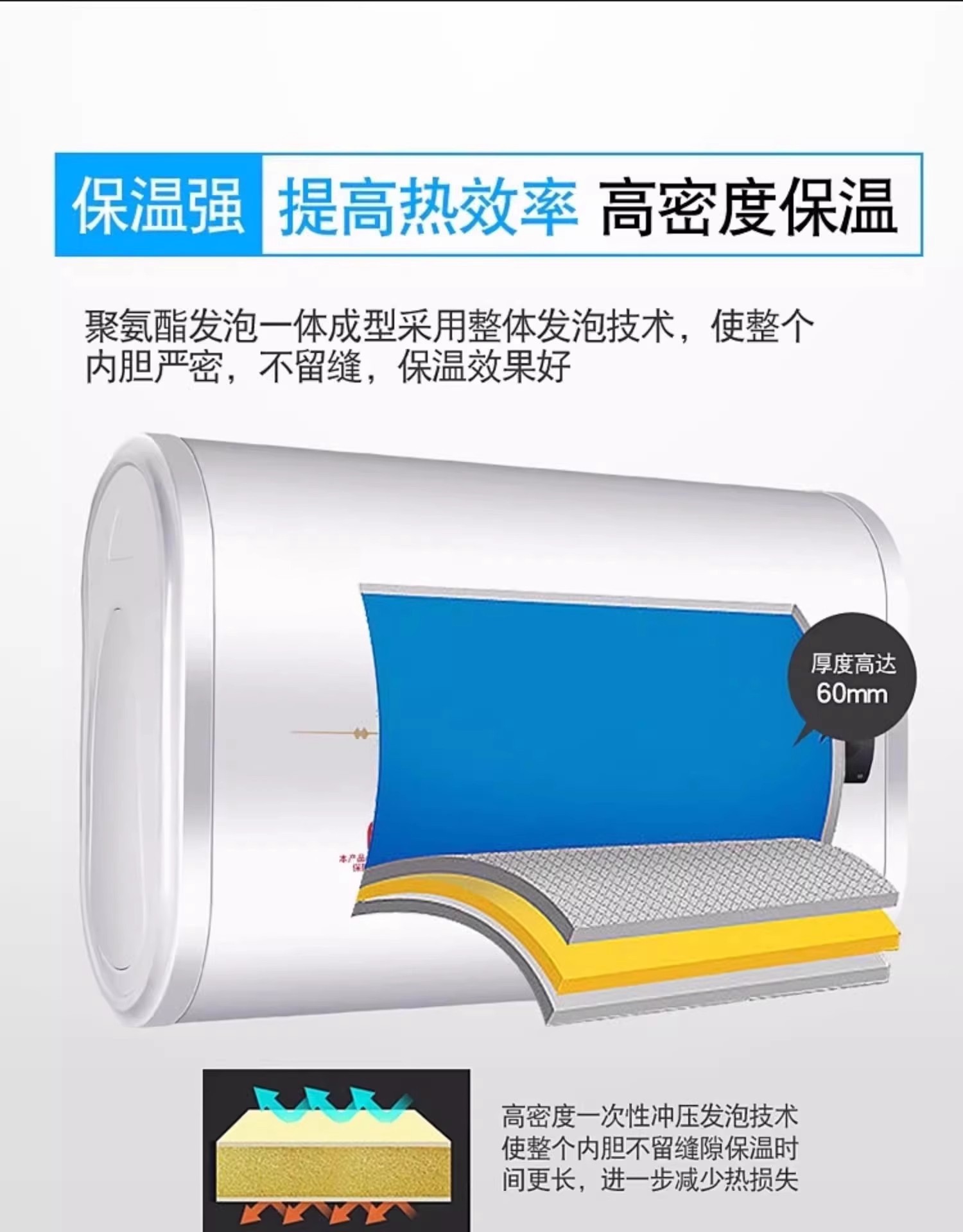Meidi's 60-liter storage-type instant hot water electric water heater for home bathroom use, small instant heating 40L, first-class