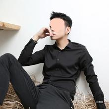 新款黑色微弹衬衫男长袖韩版坠感制服外套春秋季休闲男装白衬衣