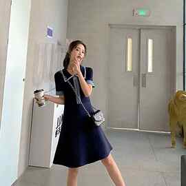韩国可盐可甜夏季显瘦polo连衣裙气质女神范egg裙子法式初恋很仙