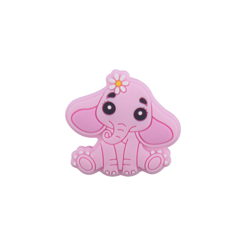 Suministros para bebés de dibujos animados animal elefante mordedor de silicona creativo lindo bebé mordida pezón accesorios de cadena anti-caída