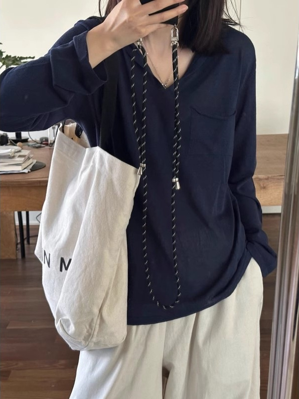 韩系杏色针织冰丝长袖T恤防晒罩衫女夏季外搭慵懒松弛感薄纱上衣|undefined