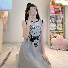 新款针织棉夏可爱卡通背心睡裙女夏季薄款韩版无袖背带学生家居服