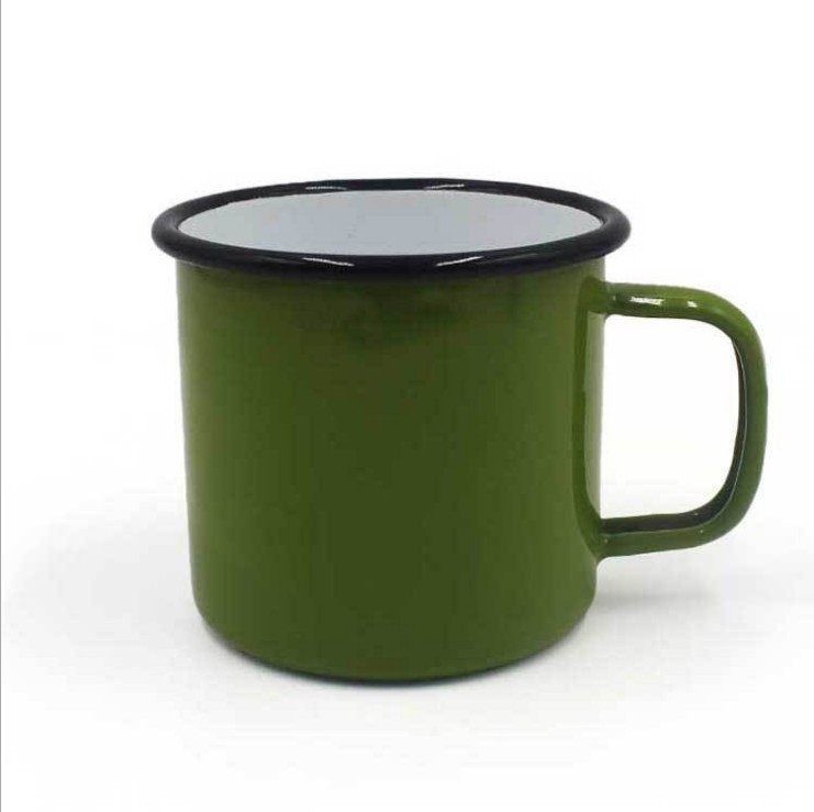 Nostálgico esmalte taza tarro de té vintage extranjero tarro de porcelana ejército verde taza engrosada taza de hierro con tapa taza de regalo taza